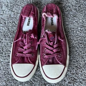 Converse Washed Burgundy Slip-On Sneakers